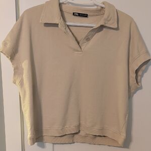 Zara Women's Beige Button Down Shirt